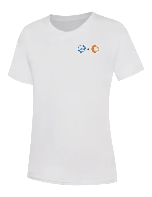 Womens White Core Blend Tee w/365 Cantaloupe Logo