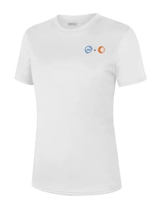  Womens White PosiCharge Competitor Tee w/365 Cantaloupe Logo