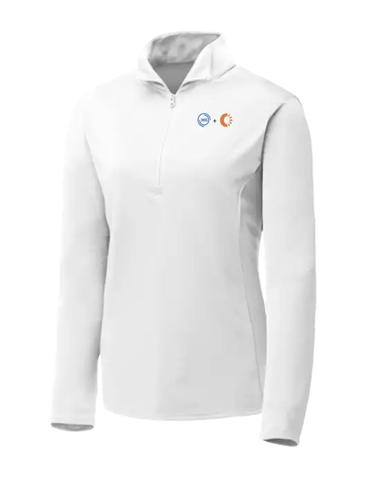 White Womens Posicharge Competitor ¼ Zip Pullover w/365 Cantaloupe Logo