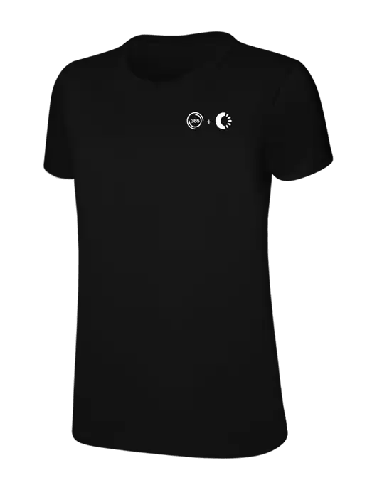 Womens Ring Spun Jet Black 4.5 oz T-Shirt w/365 Cantaloupe Logo