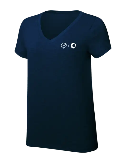 Womens Simply Soft V-Neck New Navy 4.5oz  Poly/Combed Ring Spun Cotton T-Shirt w/365 Cantaloupe Logo