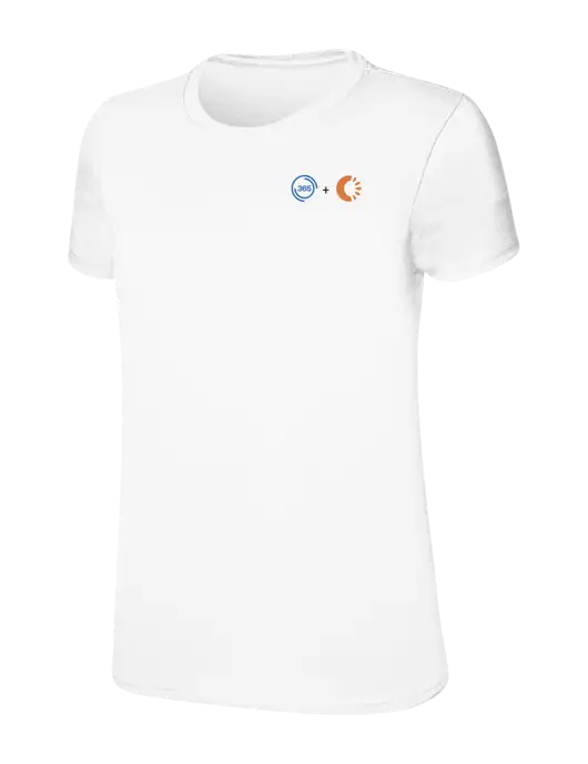 Womens Ring Spun White 4.5 oz T-Shirt w/365 Cantaloupe Logo