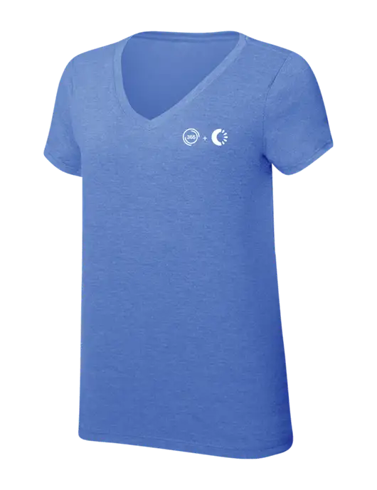 Womens Simply Soft V-Neck Royal Frost 4.5oz  Poly/Combed Ring Spun Cotton T-Shirt w/365 Cantaloupe Logo