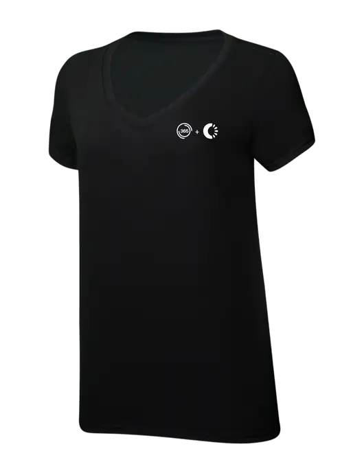 Womens Simply Soft V-Neck Black 4.5oz  Poly/Combed Ring Spun Cotton T-Shirt w/365 Cantaloupe Logo