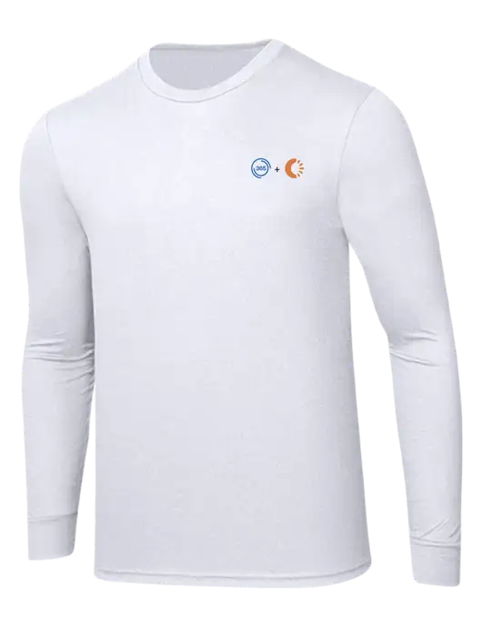 Simply Soft Long Sleeve White 4.5 oz, Poly/Combed Ring Spun Cotton T-Shirt w/365 Cantaloupe Logo