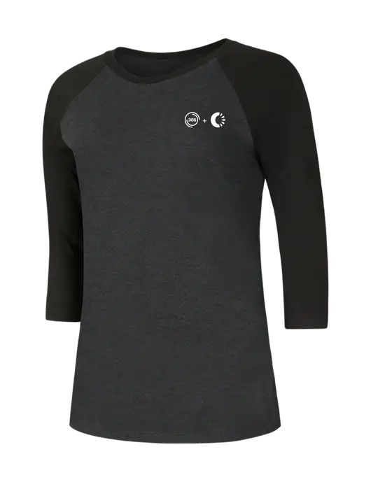 Womens Simply Soft 3/4 Sleeve Black/Black Frost Ring Spun Cotton T-Shirt w/365 Cantaloupe Logo