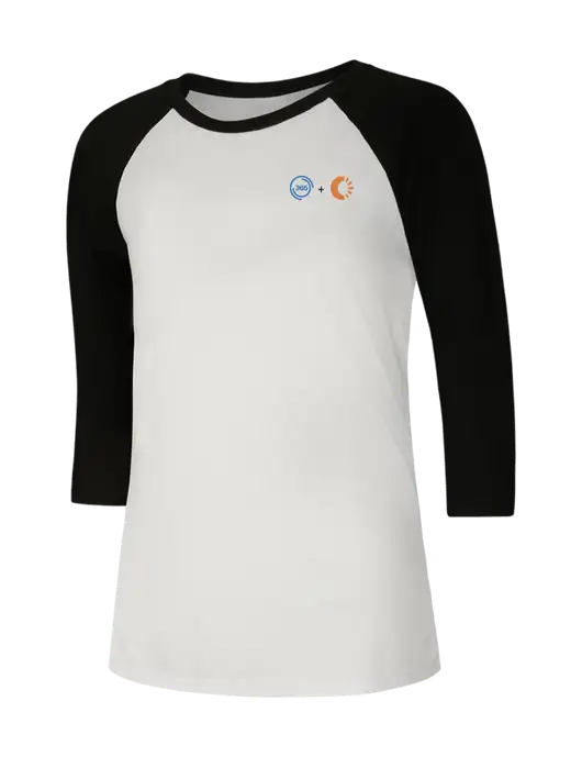 Womens Simply Soft 3/4 Sleeve Black/White Ring Spun Cotton T-Shirt w/365 Cantaloupe Logo