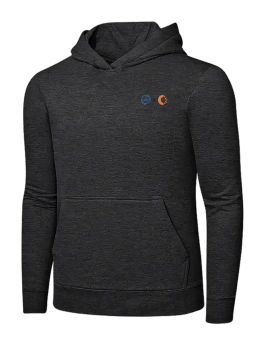Dark Heather Grey 7.8 oz Ring Spun Hooded Sweatshirt w/365 Cantaloupe Logo