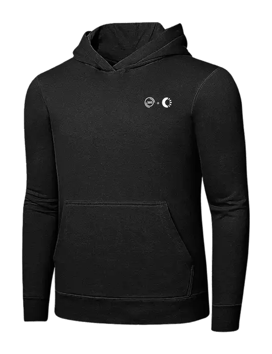 Jet Black 7.8 oz Ring Spun Hooded Sweatshirt w/365 Cantaloupe Logo