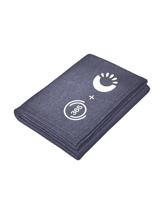 Core Heather Navy Fleece Sweatshirt Blanket w/365 Cantaloupe Logo