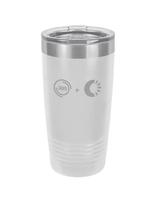 Polar Camel 20 oz Powder Coated White Vacuum Insulated Tumbler  w/365 Cantaloupe Logo