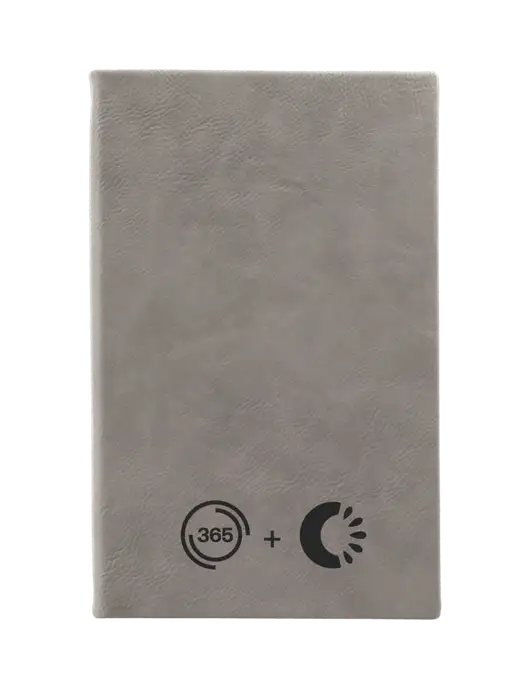 Grey Leatherette 5.25 x 8.25 Journal w/365 Cantaloupe Logo