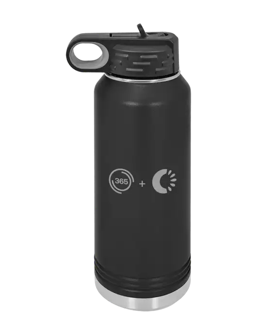 Polar Camel 32 oz Powder Coated Black Vacuum Insulated Water Bottle w/365 Cantaloupe Logo