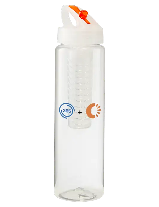 Buddy Infuser Orange 32 oz PET Bottle with Flip Lid w/365 Cantaloupe Logo