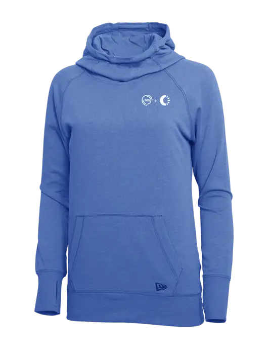 New Era Royal Heather Womens Tri-Blend Fleece Pullover Hoodie w/365 Cantaloupe Logo
