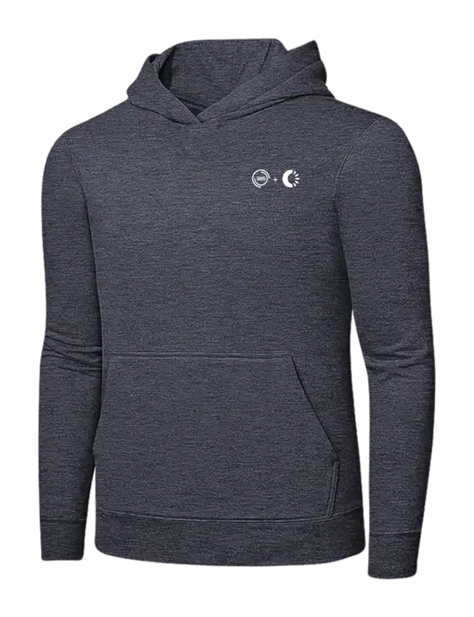 Heather Navy 7.8 oz Ring Spun Hooded Sweatshirt w/365 Cantaloupe Logo