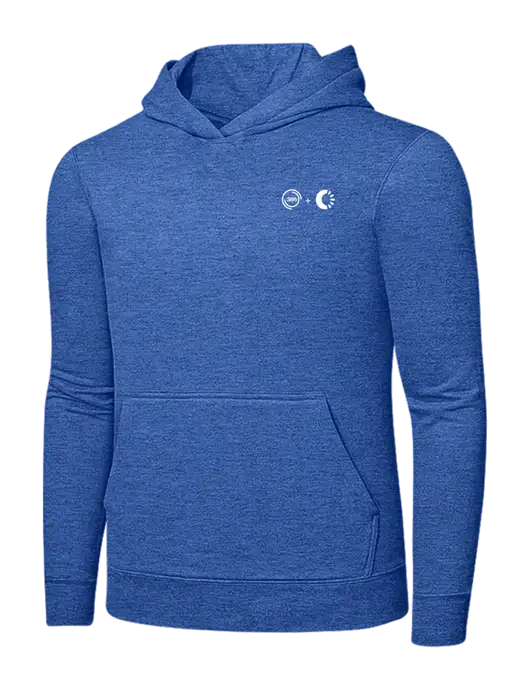 Heather Royal 7.8. oz Ring Spun Hooded Sweatshirt w/365 Cantaloupe Logo