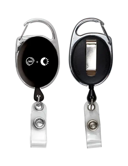 Black Carabiner Style Badge Reel and Badge Holder w/365 Cantaloupe Logo