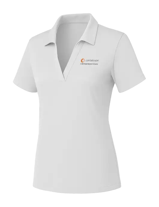 Womens White PosiCharge RacerMesh Polo w/365 Cantaloupe Logo
