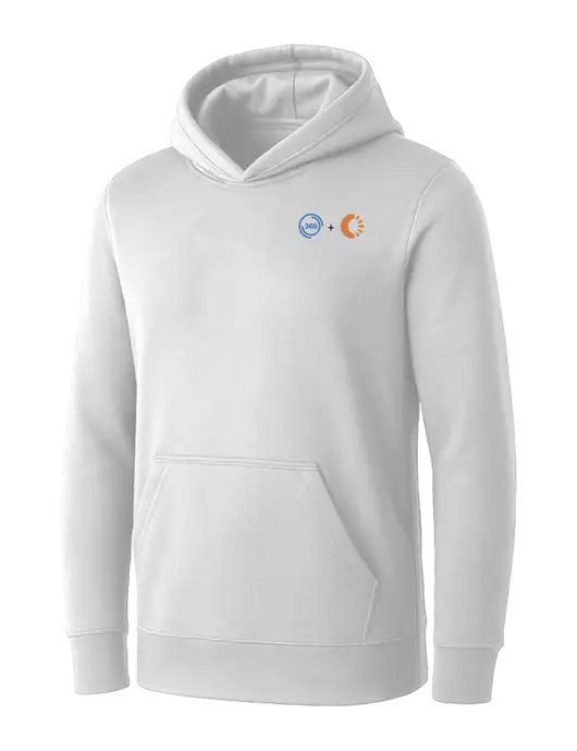 Womens White Core Fleece Pullover Hooded Sweatshirt w/365 Cantaloupe Logo
