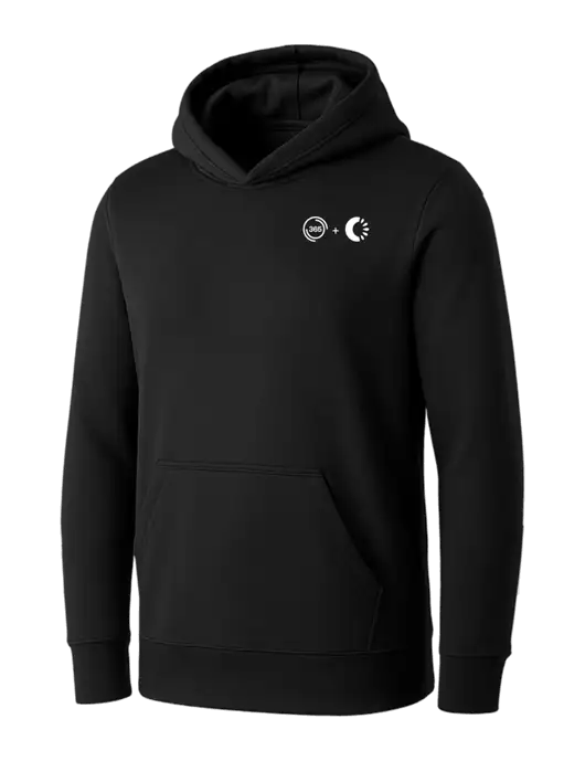 Womens Black Core Fleece Pullover Hooded Sweatshirt w/365 Cantaloupe Logo