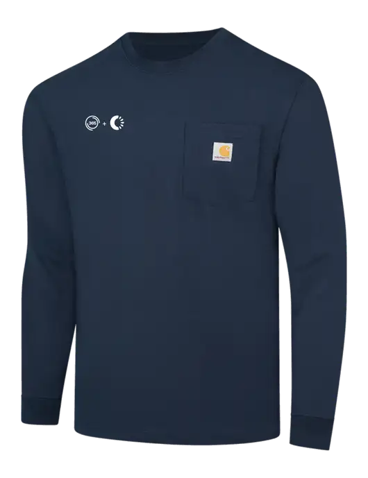 Carhartt Navy Workwear Pocket Long Sleeve T-Shirt w/365 Cantaloupe Logo