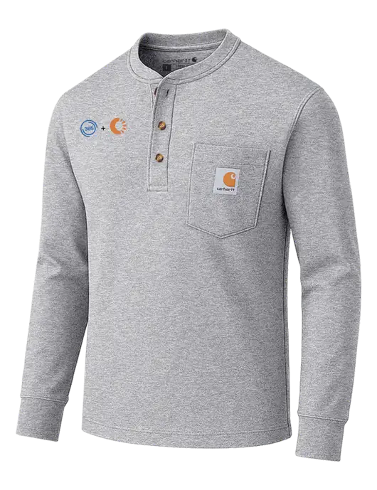 Carhartt Light Grey Heather Long Sleeve Henley Shirt w/365 Cantaloupe Logo