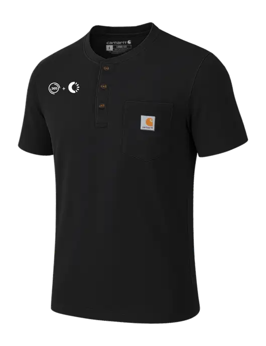 Carhartt Black Short Sleeve Henley Shirt w/365 Cantaloupe Logo