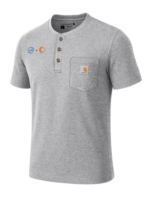 Carhartt Light Grey Heather Short Sleeve Henley Shirt w/365 Cantaloupe Logo