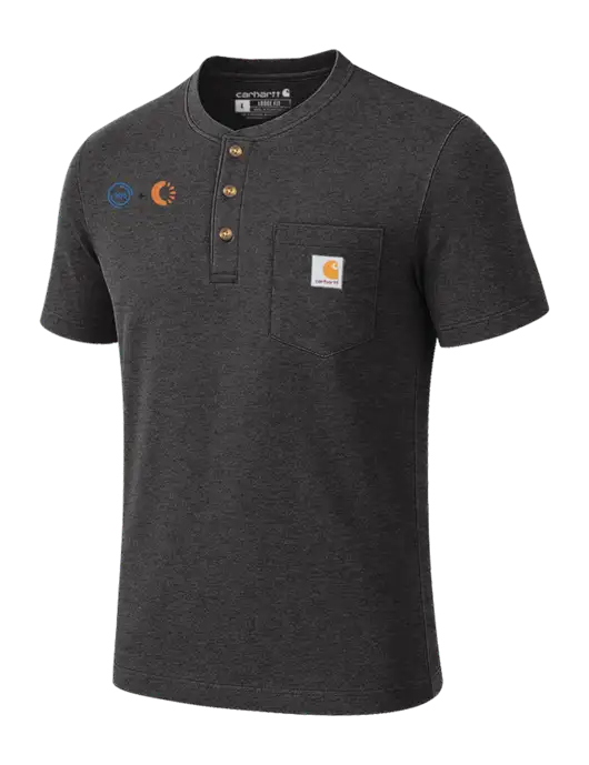 Carhartt Dark Grey Heather Short Sleeve Henley Shirt w/365 Cantaloupe Logo