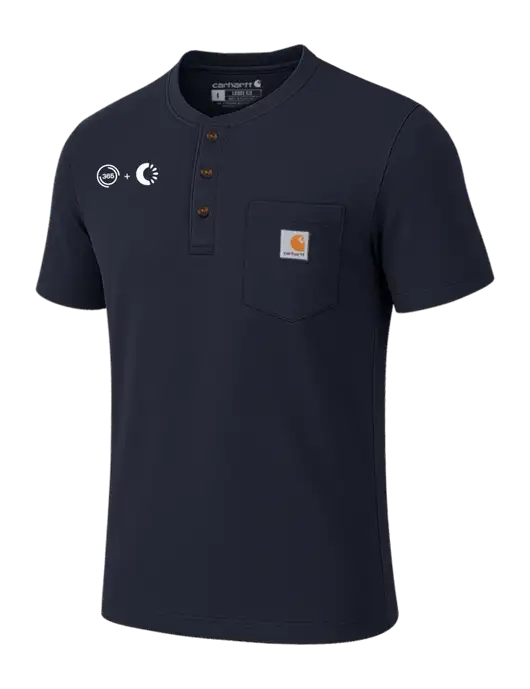 Carhartt Navy Short Sleeve Henley Shirt w/365 Cantaloupe Logo