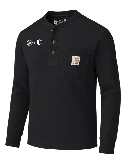 Carhartt Black Long Sleeve Henley Shirt w/365 Cantaloupe Logo