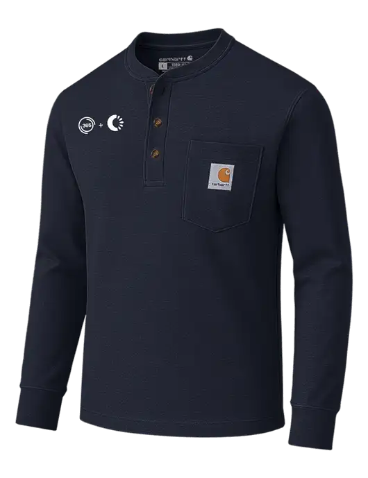Carhartt Navy Long Sleeve Henley Shirt w/365 Cantaloupe Logo