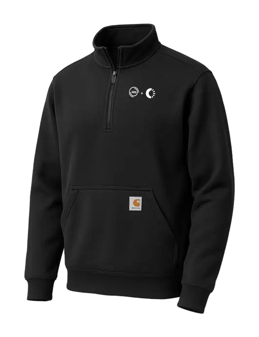 Carhartt Black Midweight 1/4-Zip Mock Neck Sweatshirt w/365 Cantaloupe Logo