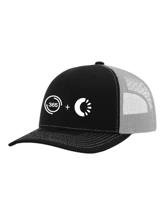 Richardson Adjustable Snapback Original 112 Trucker Cap Black w/White Mesh w/365 Cantaloupe Logo