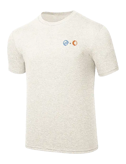 Simply Soft Very Light Tan Heather 4.5oz Poly/Combed Ring Spun Cotton T-Shirt w/365 Cantaloupe Logo