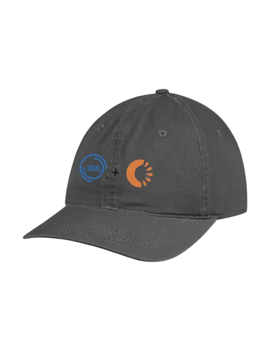 Garment Washed Unstructured Twill Charcoal Cap w/365 Cantaloupe Logo