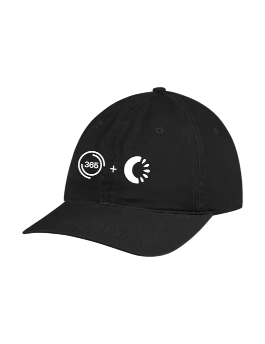 Garment Washed Unstructured Twill Black Cap w/365 Cantaloupe Logo