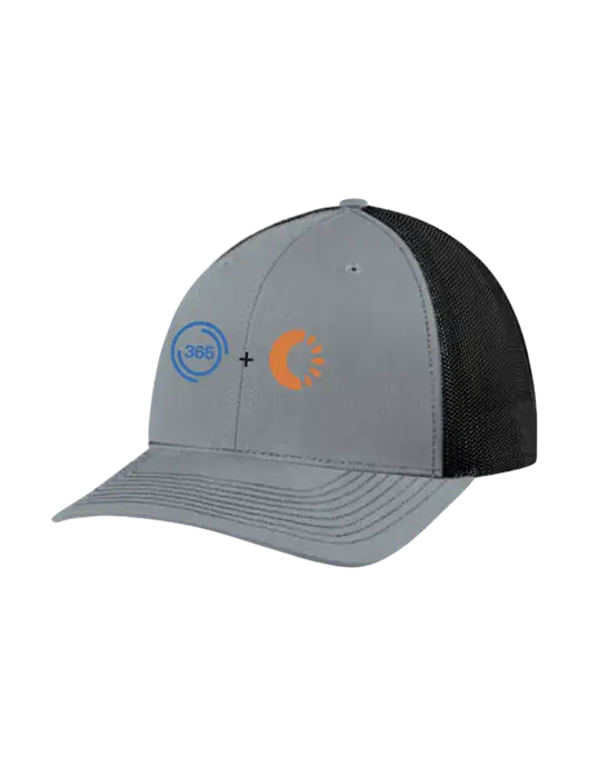 Richardson Adjustable Snapback Original 112 Trucker Cap Heather Grey w/Black Mesh w/365 Cantaloupe Logo