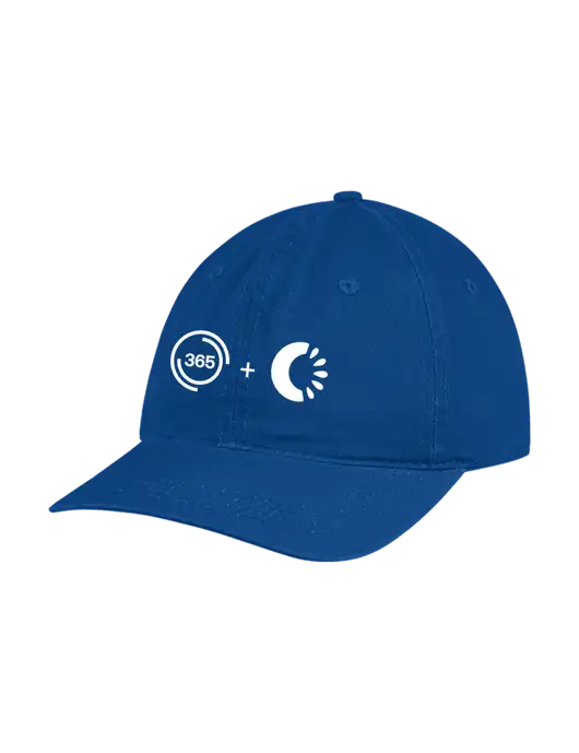 Garment Washed Unstructured Twill Royal Cap w/365 Cantaloupe Logo