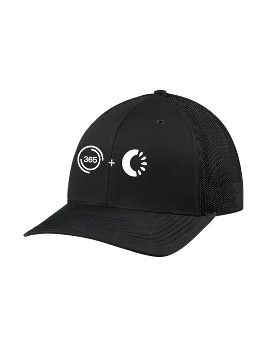 Richardson Adjustable Snapback Original 112 Trucker Cap Black w/Black Mesh w/365 Cantaloupe Logo