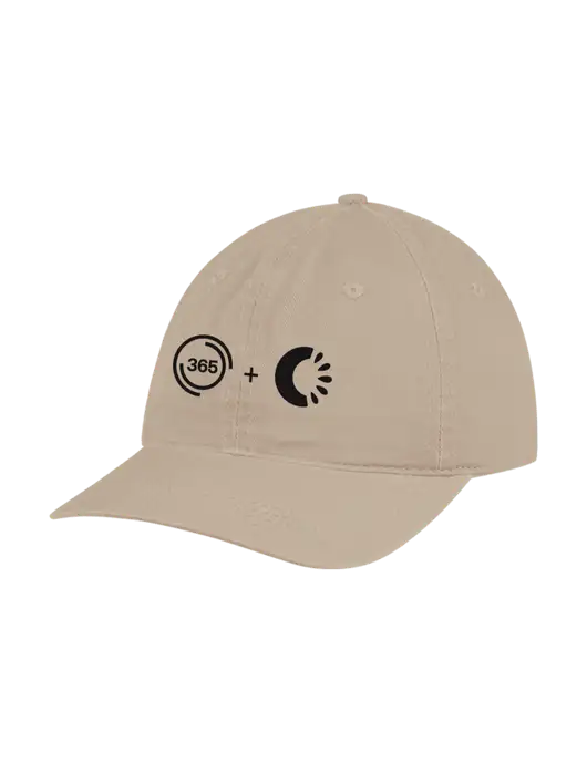 Garment Washed Unstructured Twill Tan Cap w/365 Cantaloupe Logo