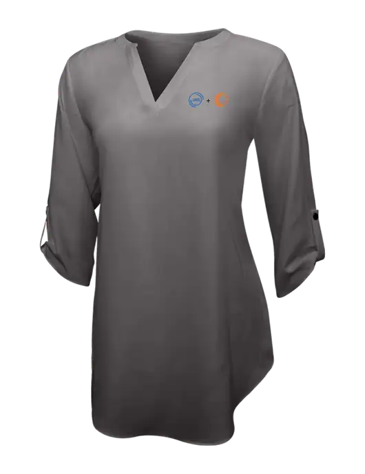 Dark Grey Womens 3/4 Sleeve Tunic Blouse w/365 Cantaloupe Logo