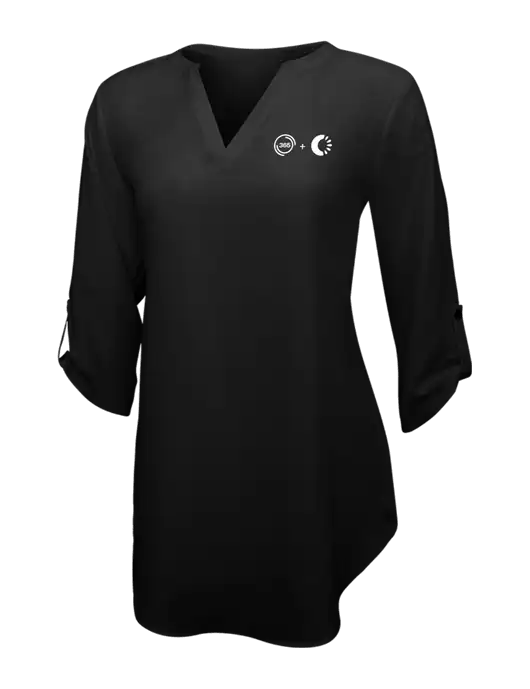 Womens Black 3/4 Sleeve Tunic Blouse w/365 Cantaloupe Logo
