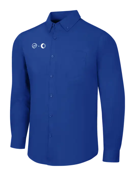 Dark Royal Long Sleeve Carefree Poplin Shirt w/365 Cantaloupe Logo