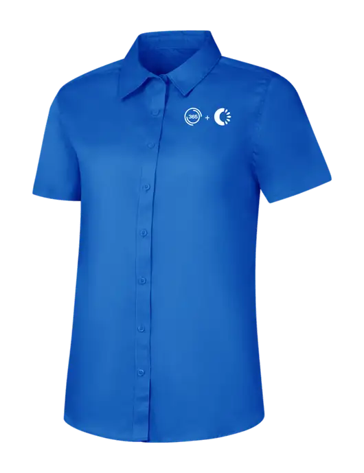 Womens Short Sleeve Royal Blue Superpro React Twill Shirt w/365 Cantaloupe Logo