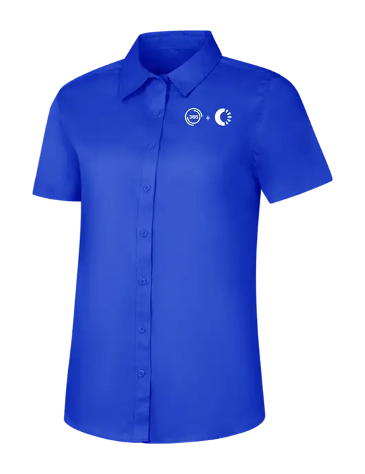 Womens Short Sleeve Dark Royal Superpro React Twill Shirt w/365 Cantaloupe Logo