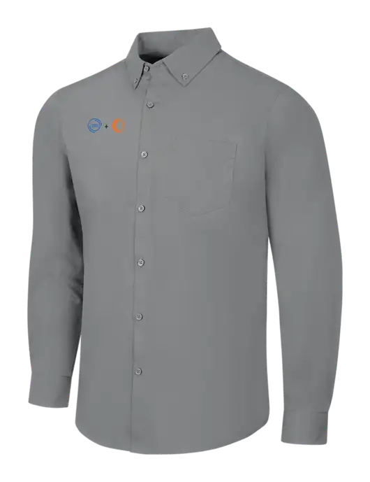 Medium Grey Long Sleeve Carefree Poplin Shirt w/365 Cantaloupe Logo