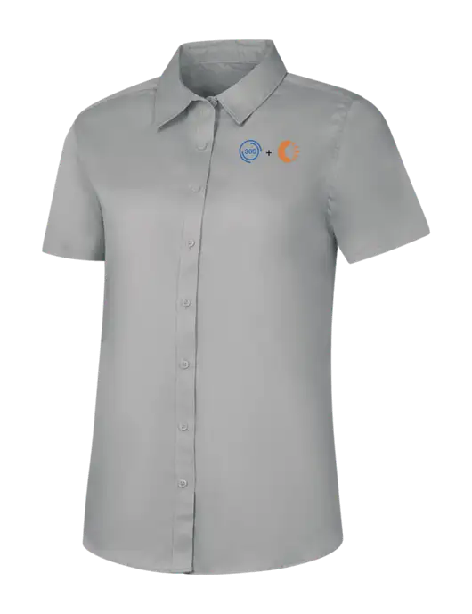 Womens Light Grey Short Sleeve Superpro React Twill Shirt w/365 Cantaloupe Logo