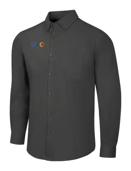 Dark Grey Long Sleeve Carefree Poplin Shirt w/365 Cantaloupe Logo